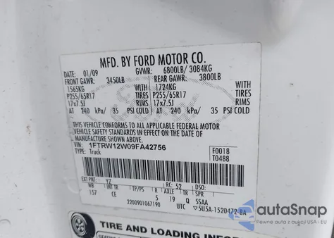 2009 Ford F-150 Xl/Xlt from USA, damaged, VIN 1FTRW12W09FA42756